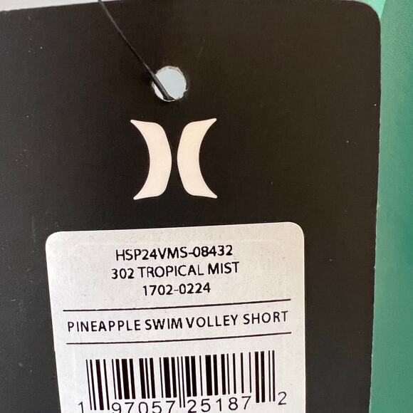 Men's Hurley Pineapple Swim Volley Short Tropical Design Mint Green Size M NEW - Picture 5 of 6